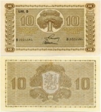 10 Markkaa 1939 Litt.D B7005585 kl.8